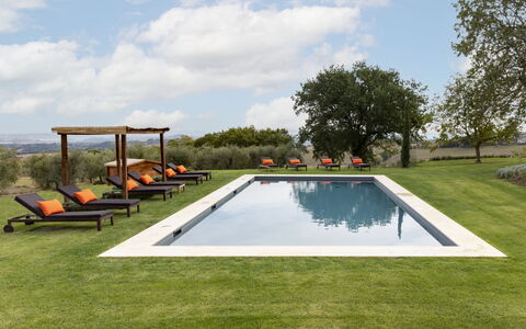 Villa Della Regina: Cielo, Acqua, Nube, Pianta, Piscina, Shade, Albero, Lotto, Rettangolo, Mobili Da Esterno