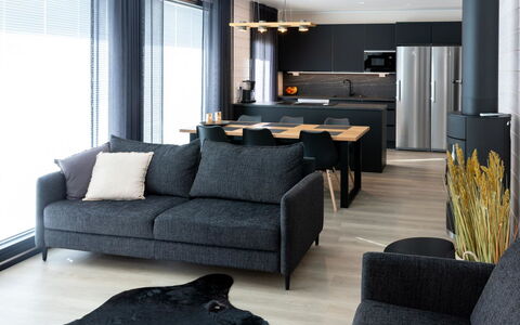 Saanan Helmi: Mobilia, Interior Design, Pavimentazione, Divano, Pavimento, Legna, Soggiorno, Appartamento, Casa, Illuminazione