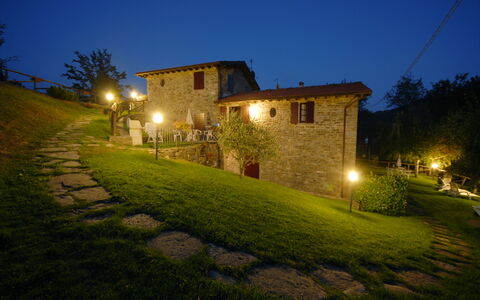 La Vecchia Fornace La Piastra Apartments - Abetone: Villetta, Notte, Estate, Backyard, Landscaping, Giardino, Prato, Cortile, Agriturismo, Villaggio