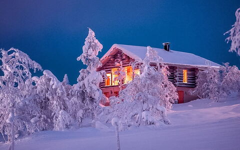 Uuvana: Legna, Neve, Inverno, Villetta, Congelamento, Casa, Log Cabin, Larice, Raccordo