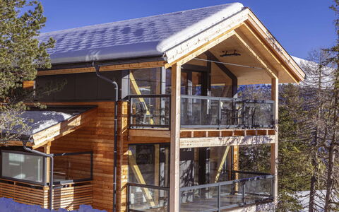 Turracher Höhe 160: Legna, Casa, Villetta, Inverno, Balcone, Neve, Congelamento, Log Cabin, Raccordo, Portico