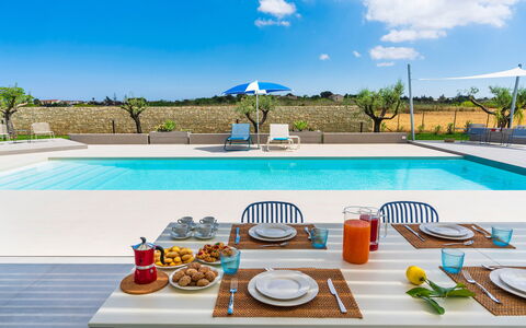 Casa Colori - Noto, Sicilia: Pianta, Acqua, Cielo, Proprietà, Tavolo, Tavola, Nube, Azzurro, Piscina, Mobili Da Esterno