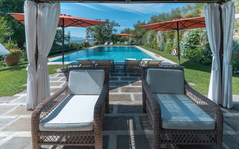 Villa Marlia: Pianta, Proprietà, Acqua, Shade, Cielo, Mobili Da Esterno, Interior Design, Tempo Libero, Albero, Costruzione