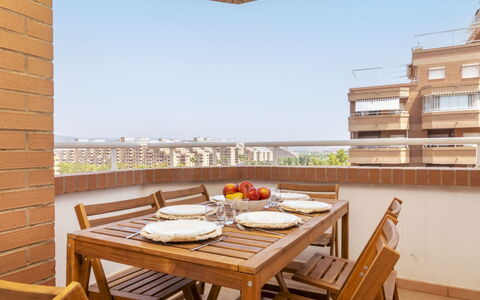 Vistamar Ii - Marina D'Or: Legna, Mobilia, Architettura, Appartamento, Sedia, Cucina & Sala Da Pranzo Tavolo, Tavolo, Balcone, Pavimento, Tavolo Esterno
