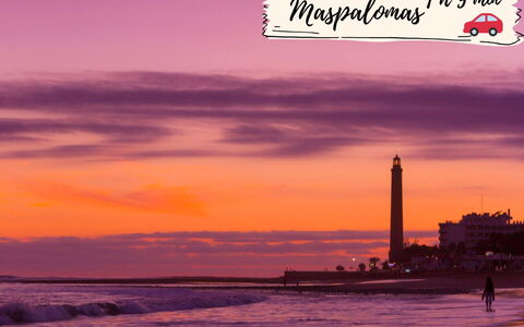 Maspalomas 1060: Orizzonte, Afterglow, Torre, Crepuscolo, Arancia, Tramonto, Alba, Mare, Spiaggia
