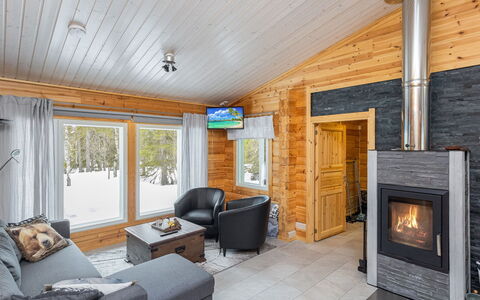 Kuukkelin Kehto: Legna, Casa, Villetta, Log Cabin, Soffitto, Focolare, Color Legno, Latifoglie, Soggiorno, Stufa A Legna