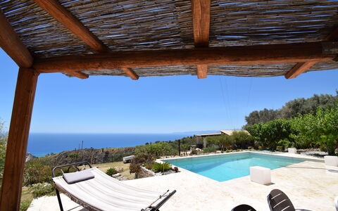 Villa Roccella Ionica, Sea View, a c: Cielo, Proprietà, Acqua, Shade, Piscina, Mobili Da Esterno, Interior Design, Pianta, Tempo Libero, Villetta