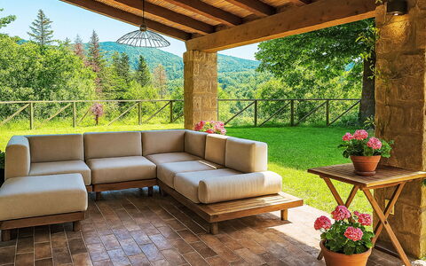 Fanny: Mobilia, Legna, Mobili Da Esterno, Pavimentazione, Tavolo, Giardino, Tavolo Esterno, Divano, Sedia