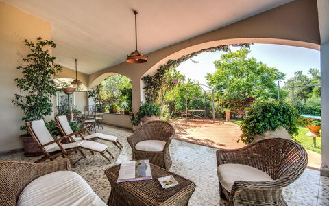 Villa Solaria with Private Pool: Pianta, Mobilia, Proprietà, Sedia, Shade, Legna, Interior Design, Pavimento, Albero, Immobiliare