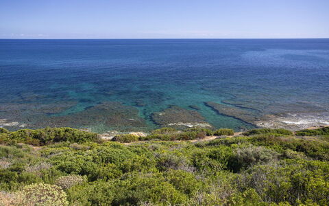 Villetta Seaside Sardegna: Blu, Acqua, Corpo D'Acqua, Orizzonte, Vegetazione, Mare, Costa, Costiera E Morfologie Oceanic, Estate, Ecoregione