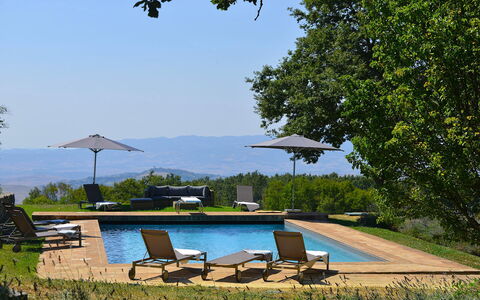 Villa Il Troscione: Piscina, Lettino, Mobili Da Esterno, Shade, Ricorrere, Giardino, Landscaping, Eco Hotel, Sedia A Sdraio, Ombrello