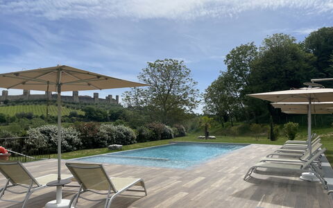 Le Volte, Borgo Campassini, Monteriggioni: Piscina, Mobili Da Esterno, Mobilia, Lettino, Sedia, Materiale Composito, Shade, Giardino, Ricorrere, Ombrello