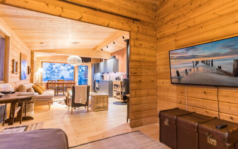 Kelokaltiokylän Maja 22: Legna, Interior Design, Pavimentazione, Soffitto, Pavimento, Casa, Pavimento In Legno, Mobilia, Soggiorno, Latifoglie