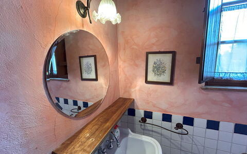 Appartamento Scuderia Del Borgo, Wifi, Perugia: Idraulico Fixture, Idraulico, Specchio, Rubinetto, Lavandino Del Bagno, Piastrella, Lampada, Lavello, Bagno, Dipingere
