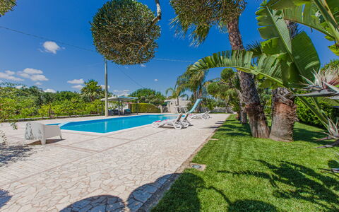 Trullo Poggio Con Piscina: Blu, Albero, Shade, Ricorrere, Piscina, Landscaping, Eco Hotel, Estate, Hacienda