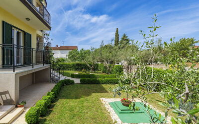 Poreč 128: Arbusto, Giardino, Groundcover, Prato, Landscaping, Shade, Cortile, Estate, Backyard