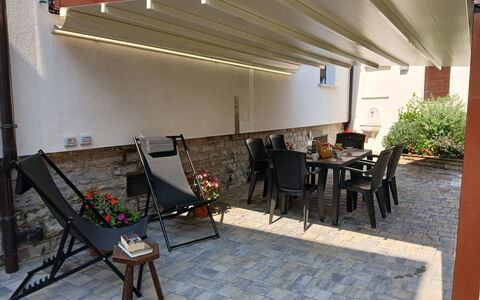 Irene: Tenda, Shade, Vaso Di Fiori, Struttura Esterna, Color Legno, Pianta Della Casa, Terrazza, Design, Latifoglie, Mobili Da Esterno