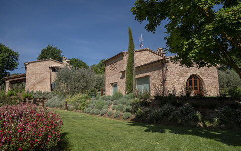 Villa Cortona: Eco-Sustainable Luxury Estate with: Arbusto, Giardino, Comunita 'Impianto, Groundcover, Landscaping, Estate, Brick, Agriturismo, Cortile