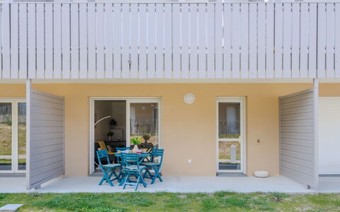 Mimizan 217: Facciata, Casa, Materiale Composito, Shade, Calcestruzzo, Balcone, Estate, Raccordo, Cortile