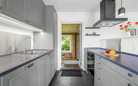 Brodde - 300M from the Sea: Cucina, Pavimentazione, Apparecchio Major, Legna, Controsoffitto, Elettrodomestico Da Cucina, Interior Design, Cabinetry, Lavandino Della Cucina, Pavimento
