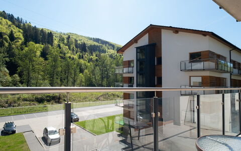 River Park: Interior Design, Appartamento, Balcone, Latifoglie, Color Legno, Pavimento In Legno, Corrimano, Illuminazione Diurna, Hotel, Attico
