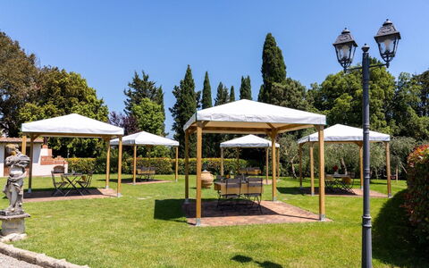 Tenuta i Mandorli, Pool, Wifi, Peccioli: Giardino, Shade, Baldacchino, Struttura Esterna, Groundcover, Gazebo, Prato, Landscaping, Cortile, Padiglione