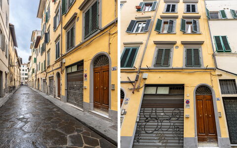 San Cristofano Blu Apartment Santa Croce, Florence: Parete, Quartiere, Appartamento, Porta, Calcestruzzo, Condominio, Vicolo, Marciapiede, Dipingere, Balcone