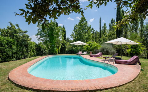 Casa La Cedrina, Pool, Lornano: Blu, Piscina, Giardino, Shade, Mobili Da Esterno, Landscaping, Hacienda, Estate, Eco Hotel, Cortile