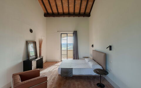 Villa Sassinoro: Interior Design, Mobilia, Pavimento, Pavimentazione, Soffitto, Casa, Camera, Camera Da Letto, Telaio Del Letto, Letto