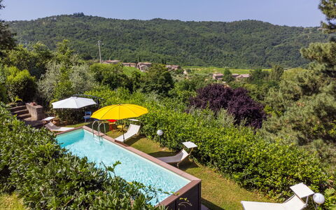 Ridaldi: Piscina, Arbusto, Ricorrere, Giardino, Eco Hotel, Landscaping, Hacienda, Backyard, Estate, Shade
