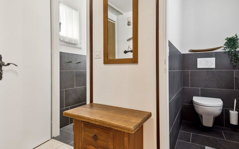 Nr.63 Haus Ladina: Pavimentazione, Parete, Pavimento, Legna, Interior Design, Idraulico Fixture, Porta, Casa, Bagno, Idraulico