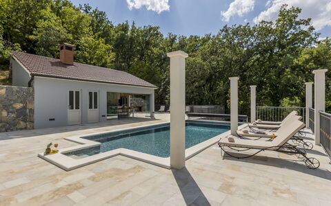 Greystone: Piscina, Materiale Composito, Casa, Estate, Shade, Calcestruzzo, Giochi D'Acqua, Flagstone, Piastrella, Design