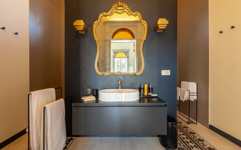 Palazzo Villani Lubelli: Parete, Interior Design, Idraulico Fixture, Lavandino Del Bagno, Bagno, Rubinetto, Lavello, Illuminazione, Idraulico, Specchio