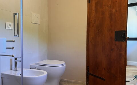 Villa Vindelbono: Legna, Pavimentazione, Pavimento, Idraulico Fixture, Marrone, Porta, Idraulico, Bagno, Color Legno