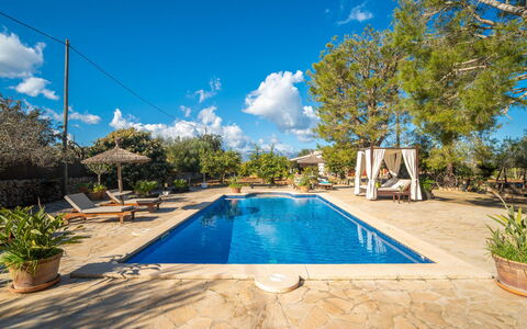 Son Mulet: Blu, Piscina, Ricorrere, Shade, Estate, Eco Hotel, Tempo Libero, Hacienda, Mobili Da Esterno, Ombrello