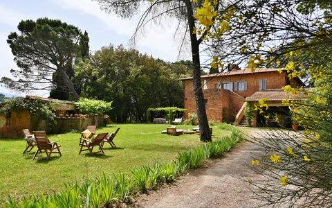 Casale Il Rondò, Private Pool, Città della Pieve: Arbusto, Casa, Casa, Villetta, Giardino, Estate, Backyard, Prato, Agriturismo
