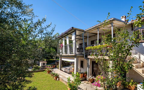 Mrak: Zona Residenziale, Casa, Porta, Balcone, Portico, Shade, Vaso Di Fiori, Estate, Cortile, Pianta Della Casa