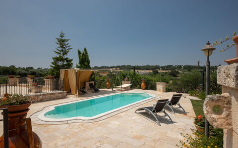 Trulli Retreat, Pool, Locorotondo: Piscina, Materiale Composito, Mobili Da Esterno, Flagstone, Shade, Ricorrere, Sedia, Estate, Hacienda, Giochi D'Acqua