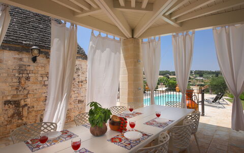 Trulli Retreat, Pool, Locorotondo: Mobilia, Sedia, Interior Design, Tavolo, Mobili Da Esterno, Piscina, Ricorrere, Eco Hotel, Pianta Della Casa, Shade