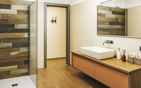 Il Tiglioré: Pavimentazione, Parete, Interior Design, Pavimento, Legna, Idraulico Fixture, Mobiletto Del Bagno, Bagno, Idraulico, Soffitto