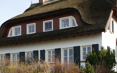 Traditionelles Reetdachhaus mit Sauna, Kaminofen U
