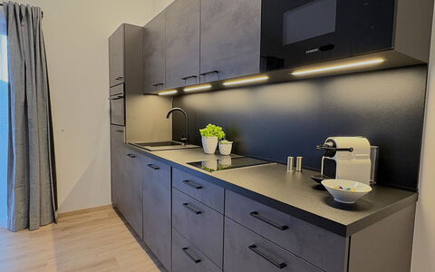 Glacier Loft Kitzsteinhorn 1: Controsoffitto, Cucina, Cabinetry, Interior Design, Pavimentazione, Elettrodomestico Da Cucina, Apparecchio Major, Mobilia, Cassetto, Elettrodomestico