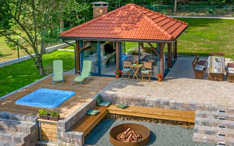 Chalet Relax: Mobili Da Esterno, Giardino, Piscina, Struttura Esterna, Landscaping, Edifici Giardino, Gazebo, Ricorrere, Backyard, Terrazza