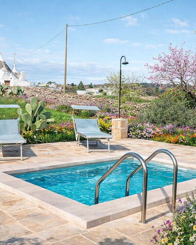 Trulli al Verde Viburno: Giardino, Arbusto, Piscina, Landscaping, Flagstone, Backyard, Mobili Da Esterno, Sedia, Cortile