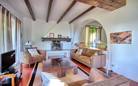 Villa Ulivacci: Mobilia, Interior Design, Pavimentazione, Pavimento, Divano, Legna, Soffitto, Camera, Soggiorno, Illuminazione