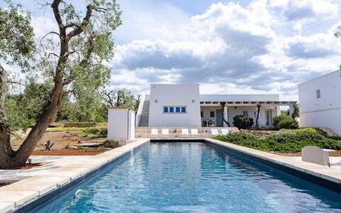Villa Il Guaceto: Blu, Piscina, Casa, Estate, Shade, Giochi D'Acqua, Ricorrere, Landscaping, Villa, Design