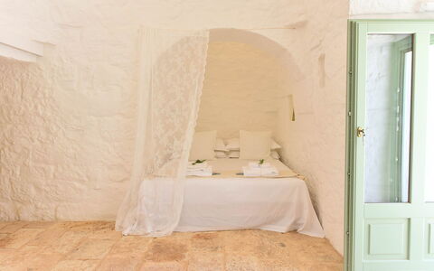 Trulli Fontana: Parete, Pavimento, Mobilia, Soffitto, Camera Da Letto, Biancheria, Bedding, Letto, Gesso, Pianta Della Casa