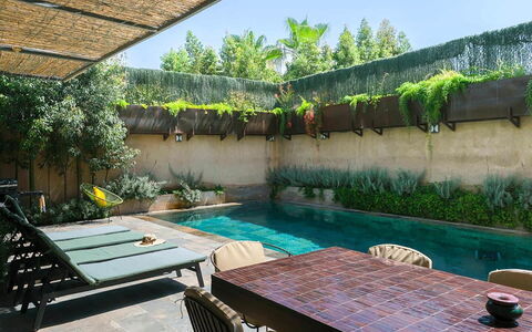 Villa Habiba: Piscina, Ricorrere, Giardino, Backyard, Eco Hotel, Mobili Da Esterno, Landscaping, Giochi D'Acqua, Cortile, Hacienda