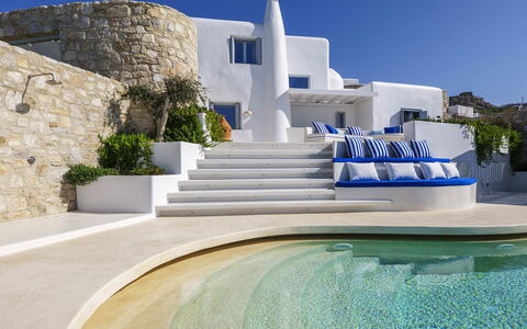 Villa Nikolas: Blu, Estate, Villa, Hotel, Ricorrere, Design, Dimora, Piscina, Mobili Da Esterno