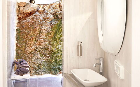 Villa Ariel: Idraulico Fixture, Bagno, Idraulico, Rubinetto, Gabinetto, Materiali Naturali, Pianta Della Casa, Ceramica, Vasca Da Bagno, Vaso Di Fiori